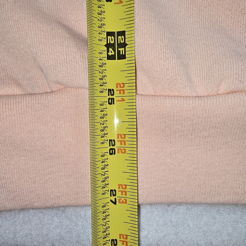 Vtg PFI Peach Pink Graphic Print Floral Sweatshirt 1/4 Zip Cottagecore Grandma L - Picture 9 of 9